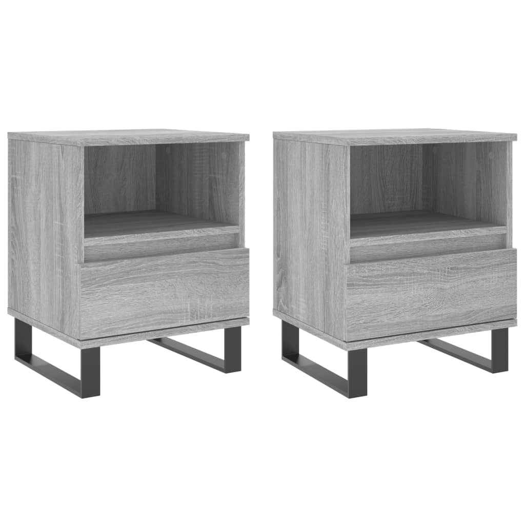 vidaXL Mesita de noche 2 uds madera ingeniería gris Sonoma 40x35x50 cm