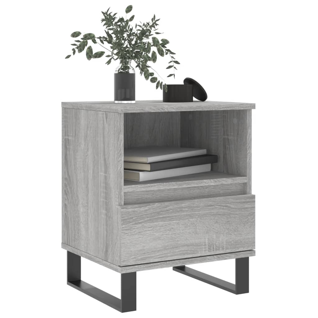 vidaXL Mesita de noche 2 uds madera ingeniería gris Sonoma 40x35x50 cm