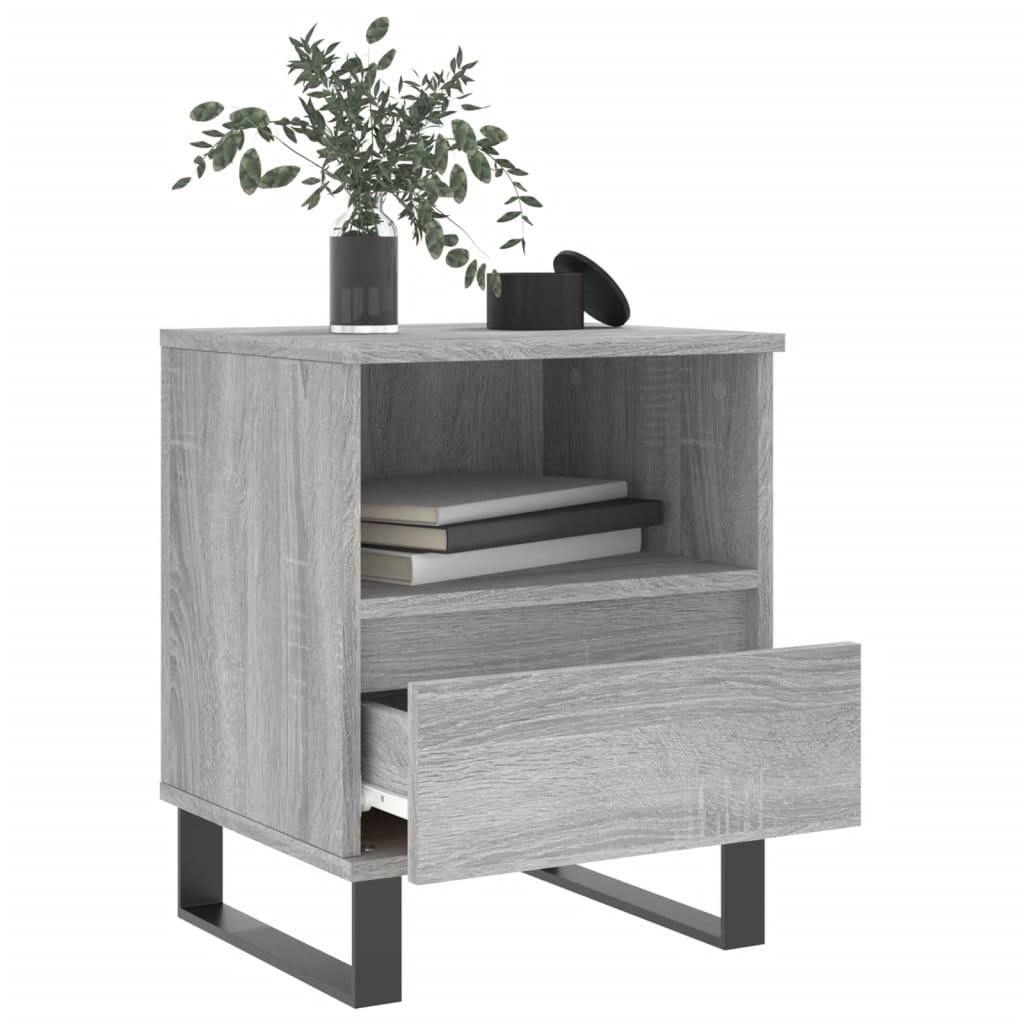 vidaXL Mesita de noche 2 uds madera ingeniería gris Sonoma 40x35x50 cm