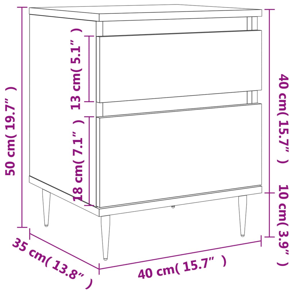 vidaXL Mesita de noche madera contrachapada negro 40x35x50 cm