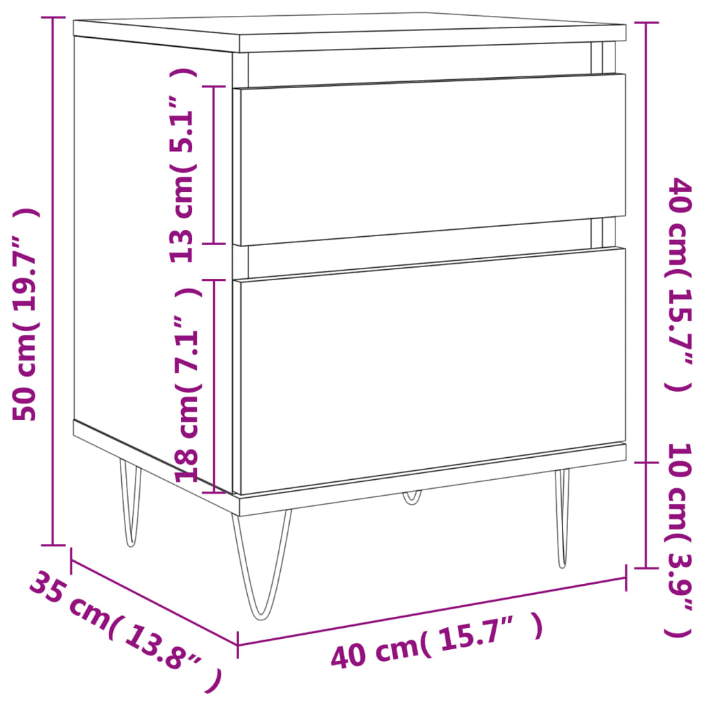 vidaXL Mesita de noche madera contrachapada blanco 40x35x50 cm