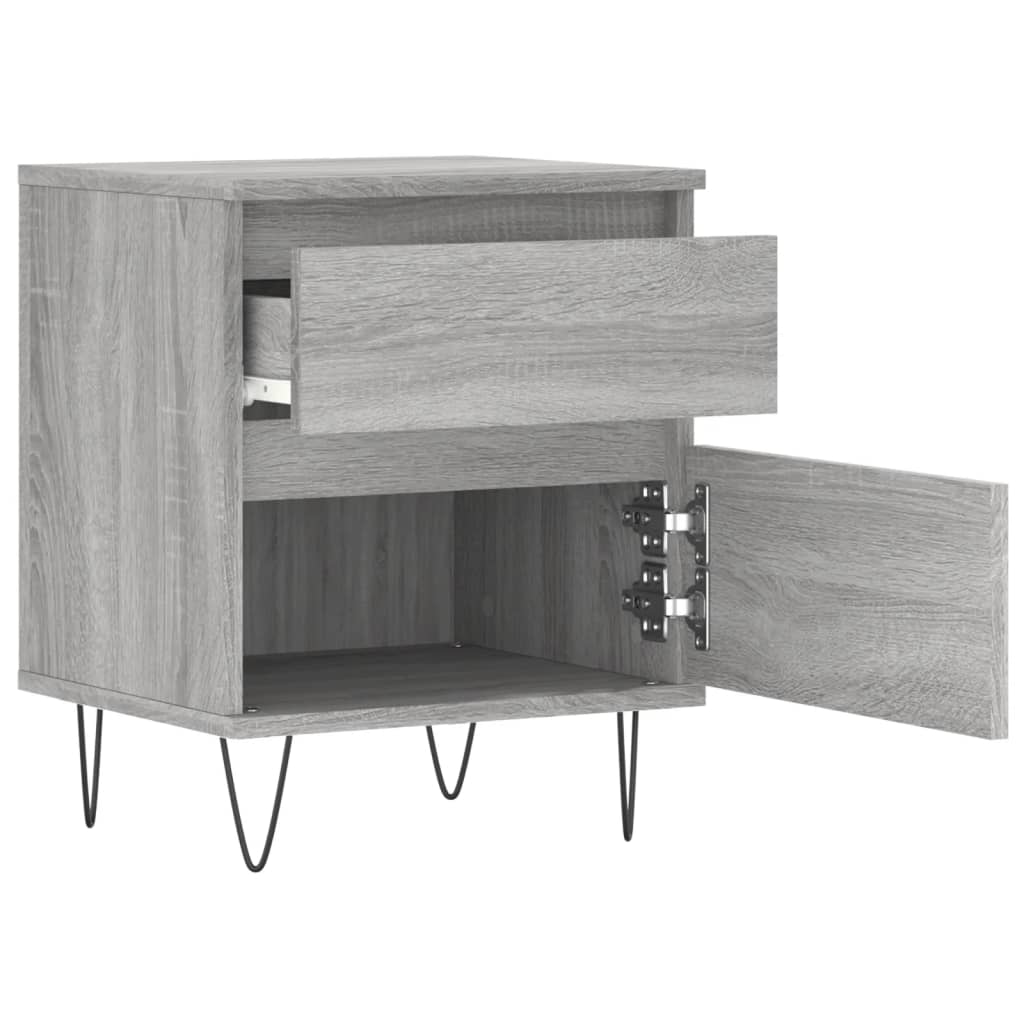 vidaXL Mesita de noche 2 uds madera ingeniería gris Sonoma 40x35x50 cm