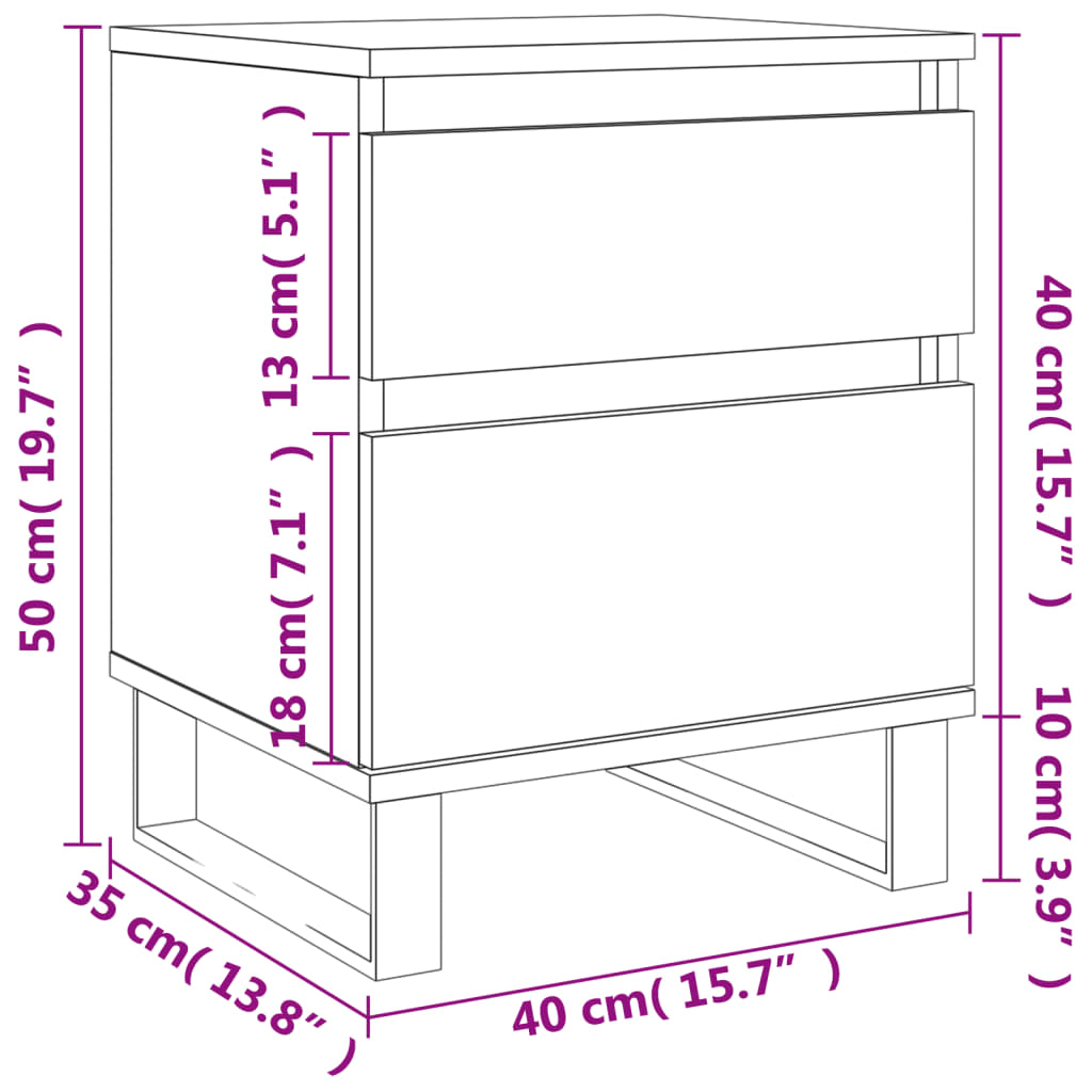 vidaXL Mesita de noche madera de ingeniería roble ahumado 40x35x50 cm