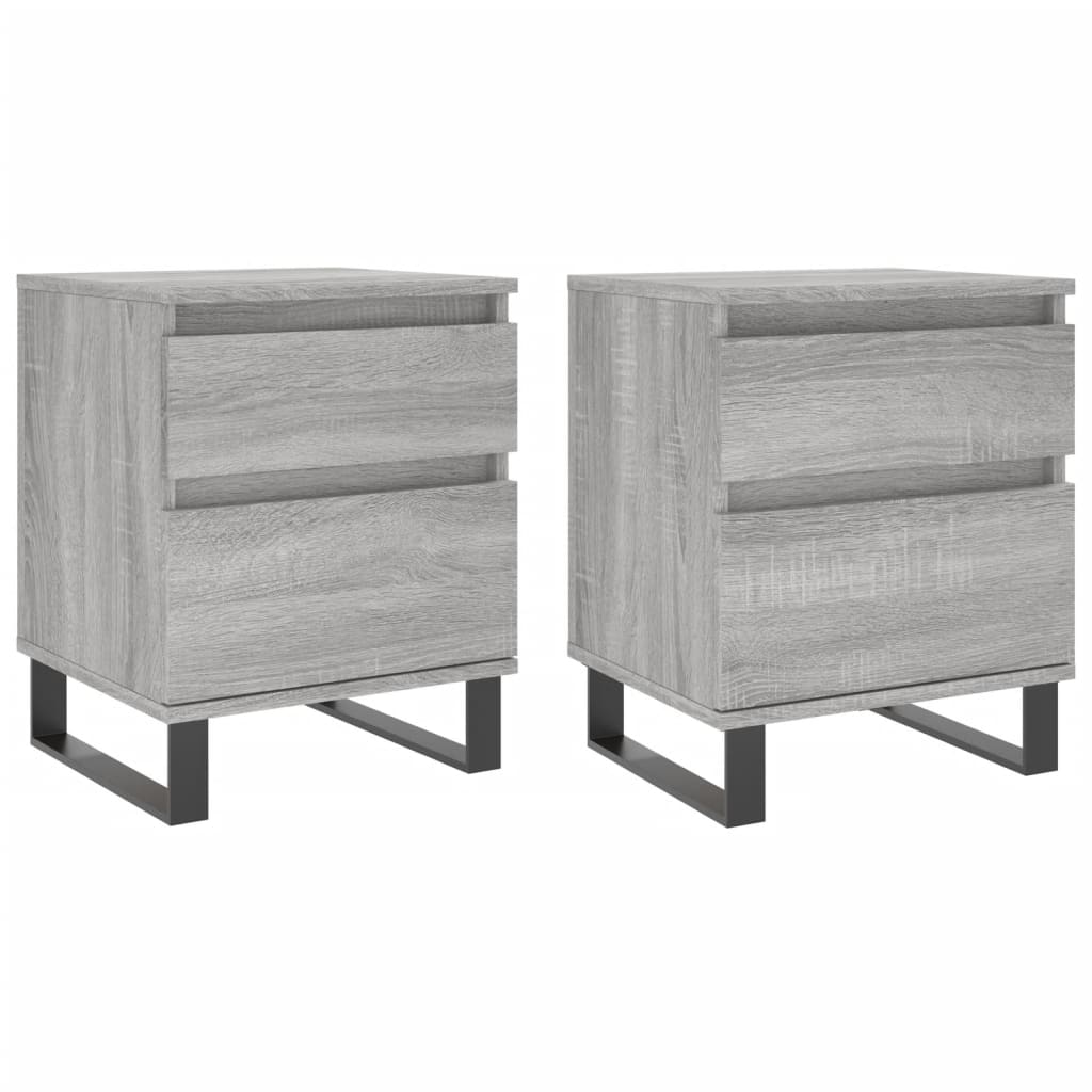 vidaXL Mesita de noche 2 uds madera ingeniería gris Sonoma 40x35x50 cm