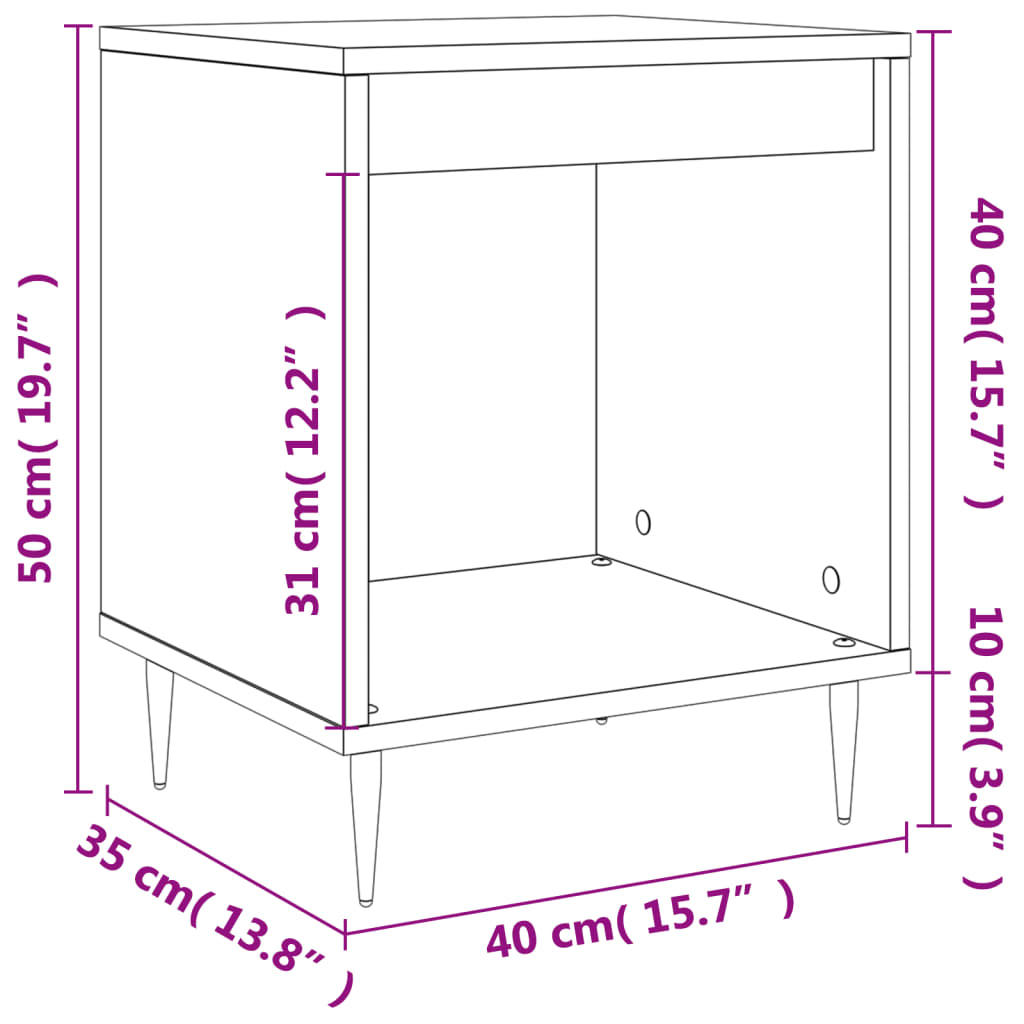 vidaXL Mesita de noche madera contrachapada blanco 40x35x50 cm