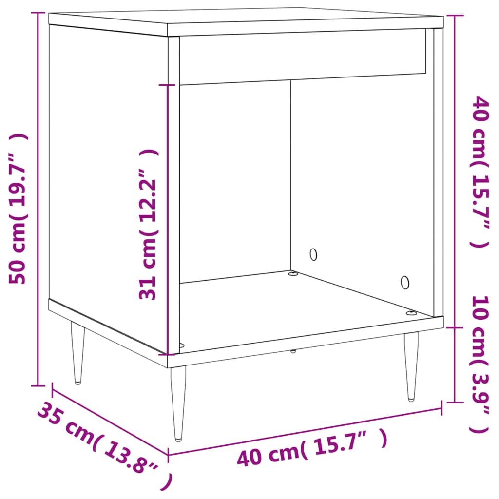 vidaXL Mesitas noche 2 uds madera ingeniería roble Sonoma 40x35x50 cm