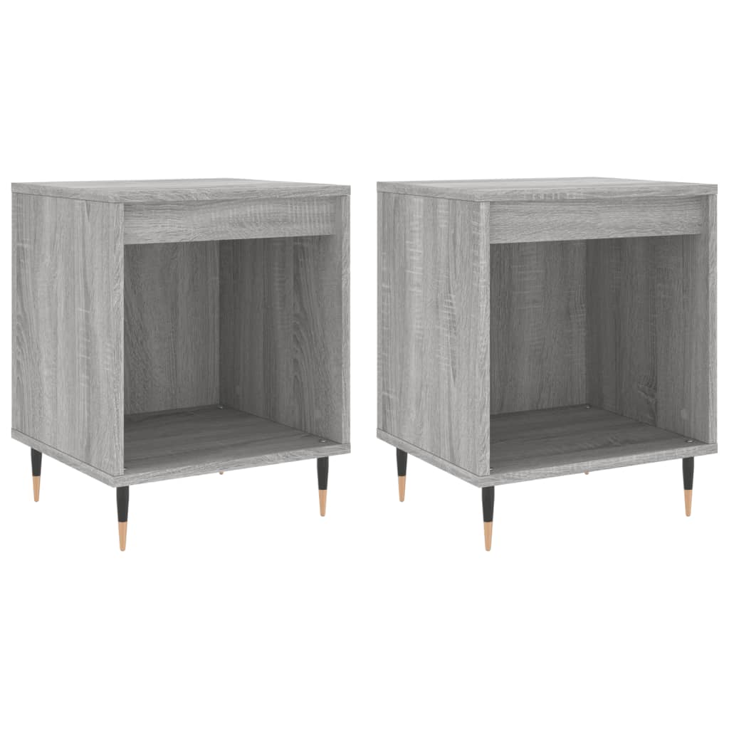 vidaXL Mesita de noche 2 uds madera ingeniería gris Sonoma 40x35x50 cm