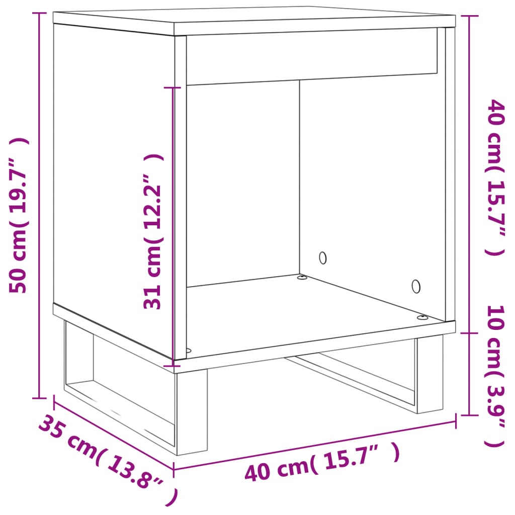 vidaXL Mesitas de noche 2 uds madera de ingeniería negro 40x35x50 cm