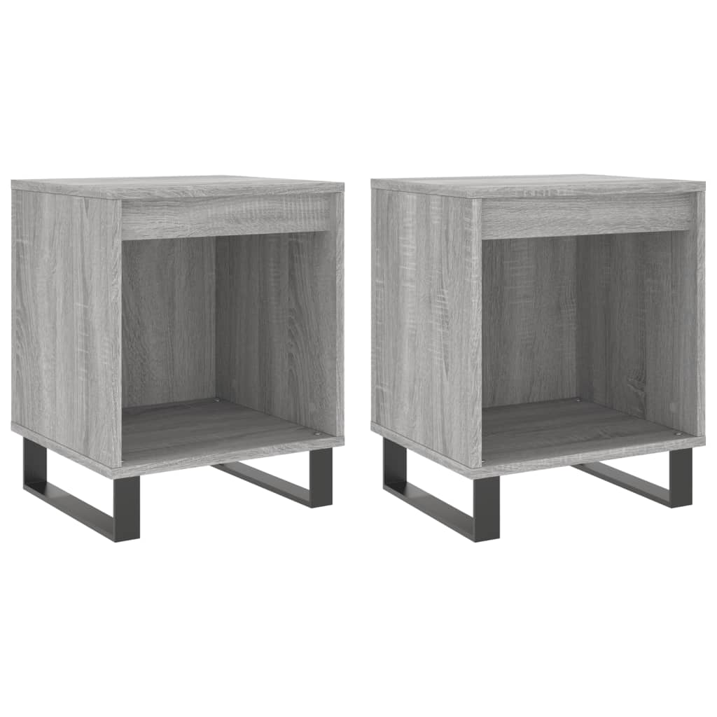 vidaXL Mesita de noche 2 uds madera ingeniería gris Sonoma 40x35x50 cm