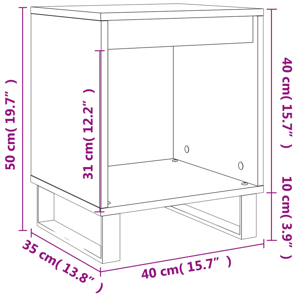 vidaXL Mesitas noche 2 uds madera ingeniería marrón roble 40x35x50 cm