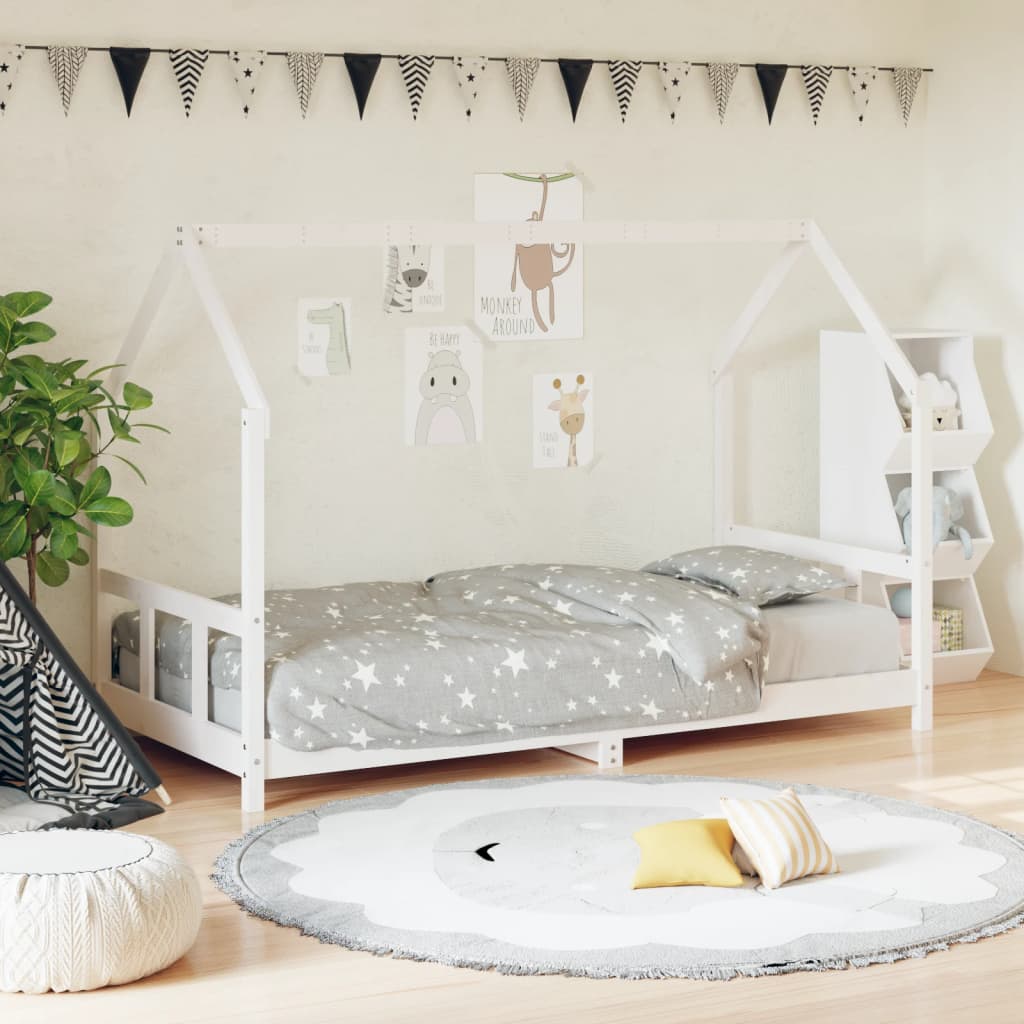 vidaXL Estructura de cama para niños madera de pino blanco 90x200 cm