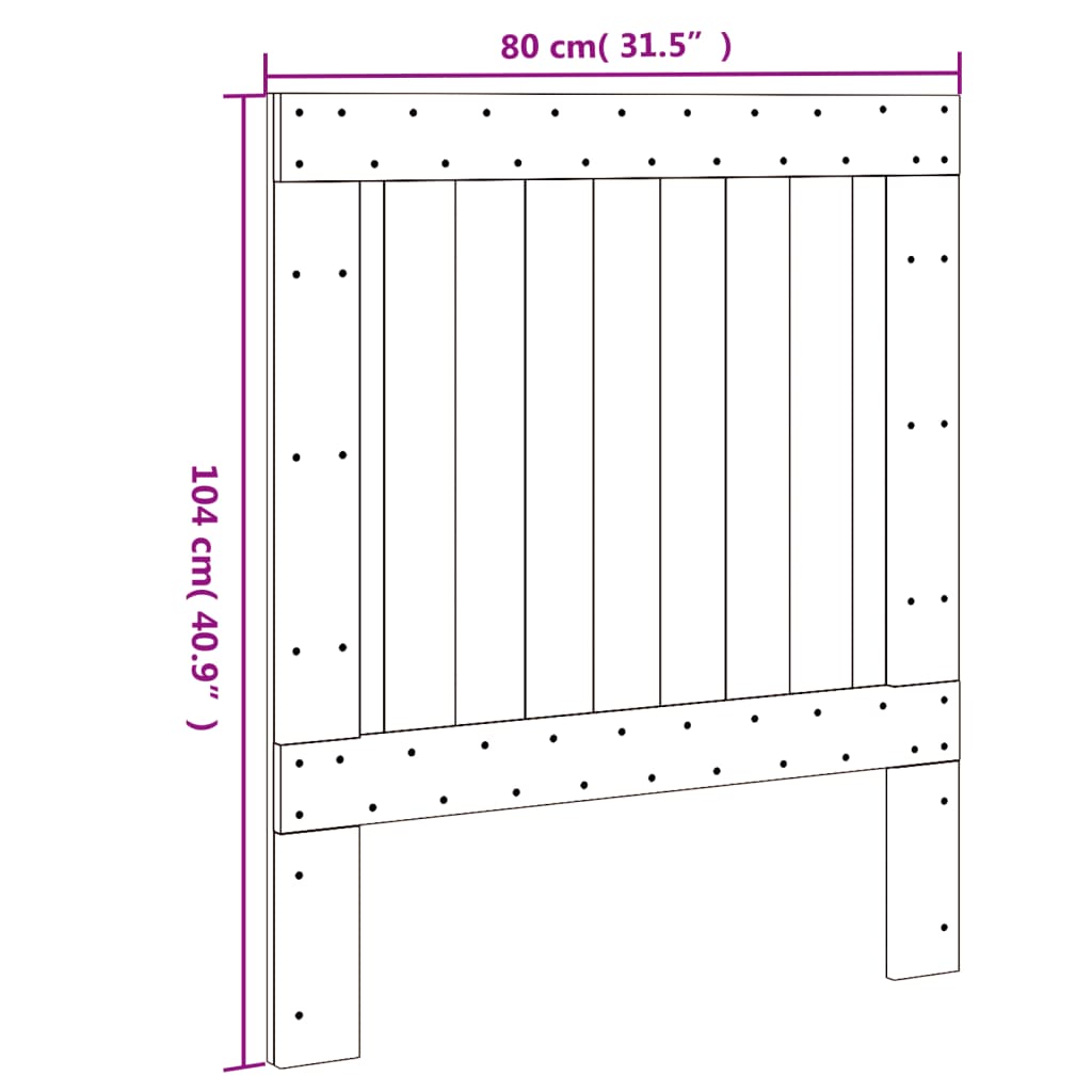 vidaXL Cabecero de cama madera maciza de pino 80x104 cm