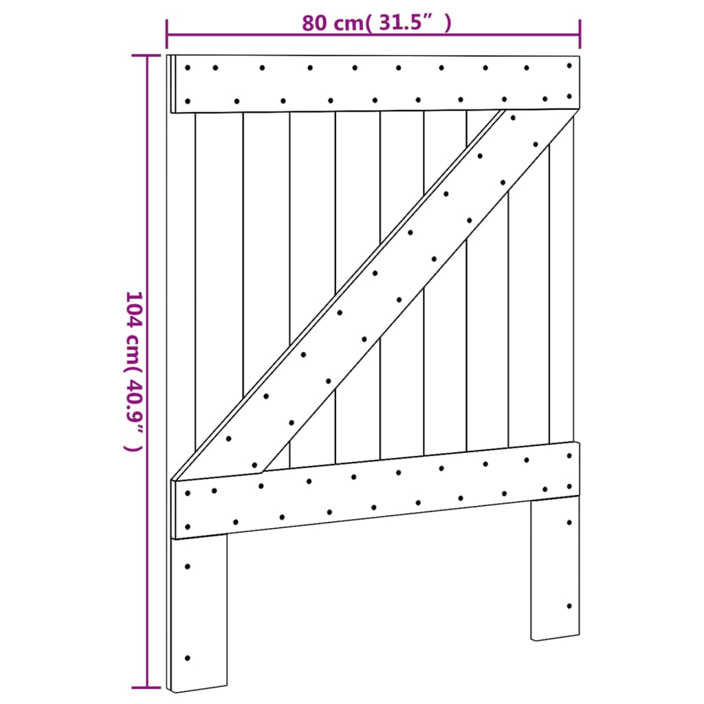 vidaXL Cabecero de cama madera maciza de pino 80x104 cm