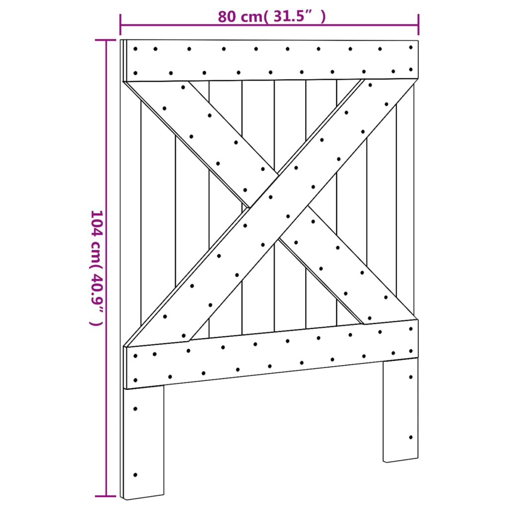 vidaXL Cabecero de cama madera maciza de pino 80x104 cm