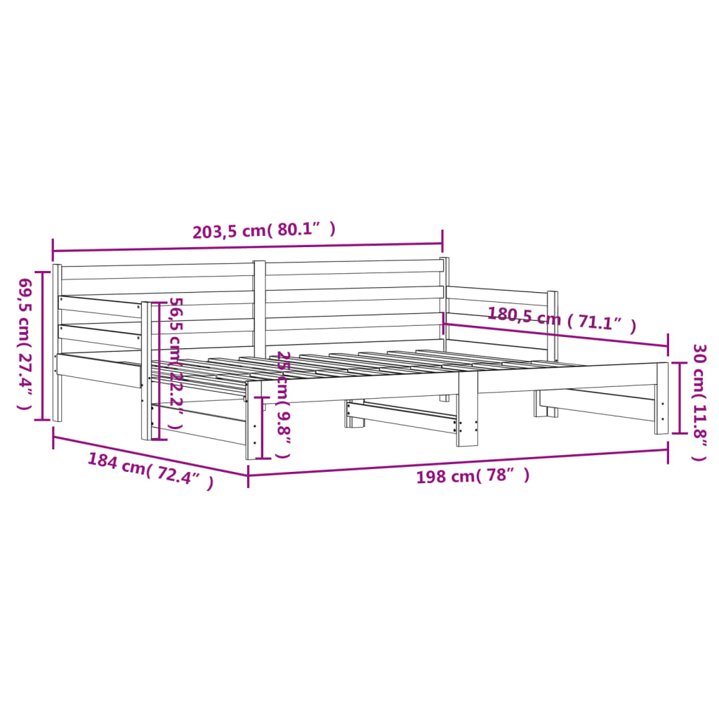 vidaXL Sofá cama nido madera maciza de pino 90x200 cm