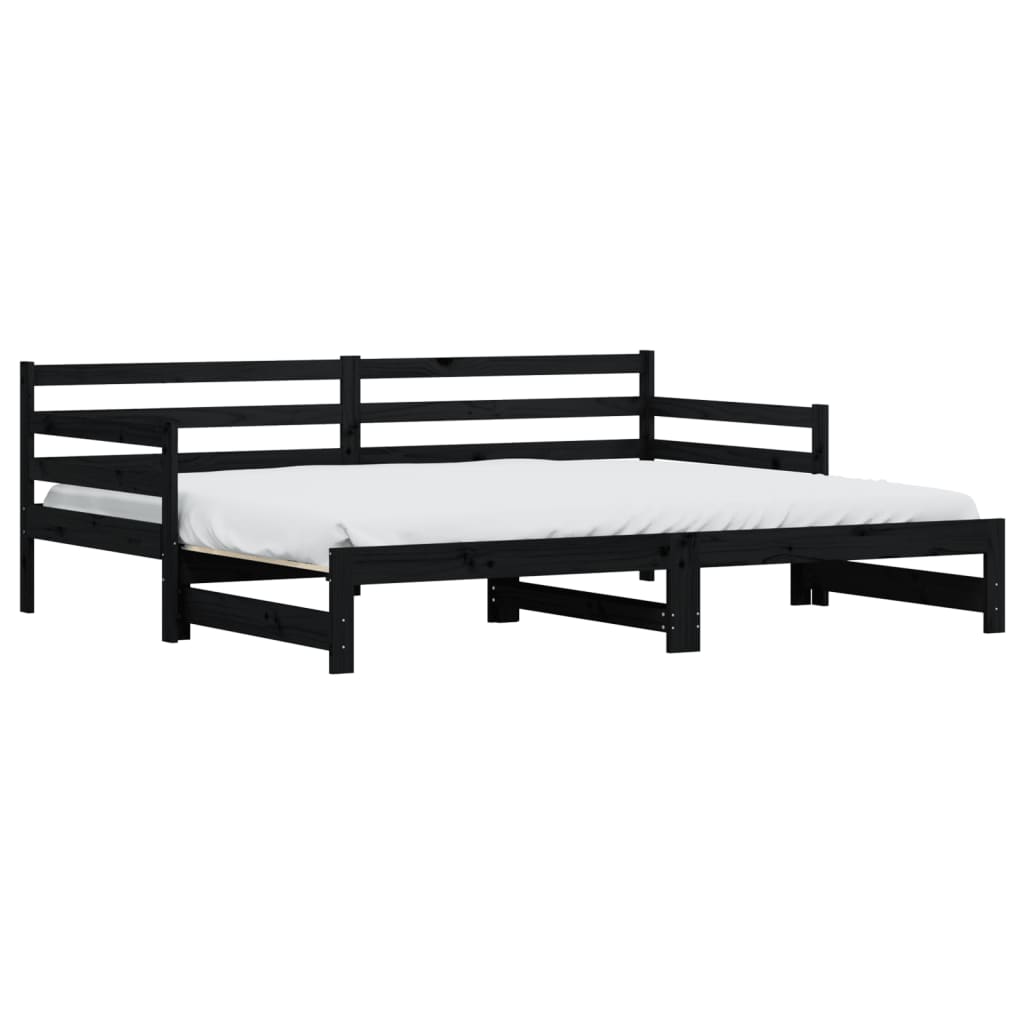 vidaXL Sofá cama nido madera maciza de pino negro 80x200 cm