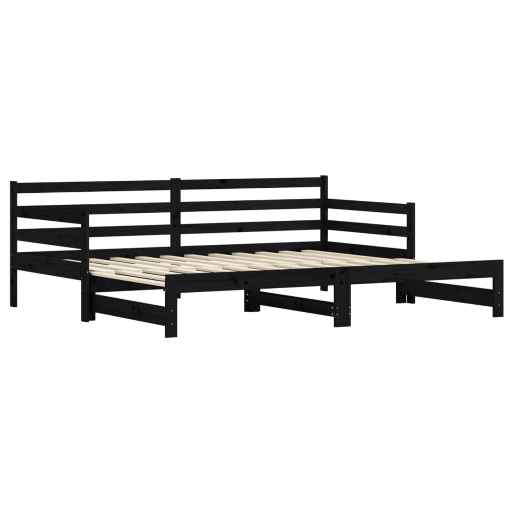 vidaXL Sofá cama nido madera maciza de pino negro 80x200 cm