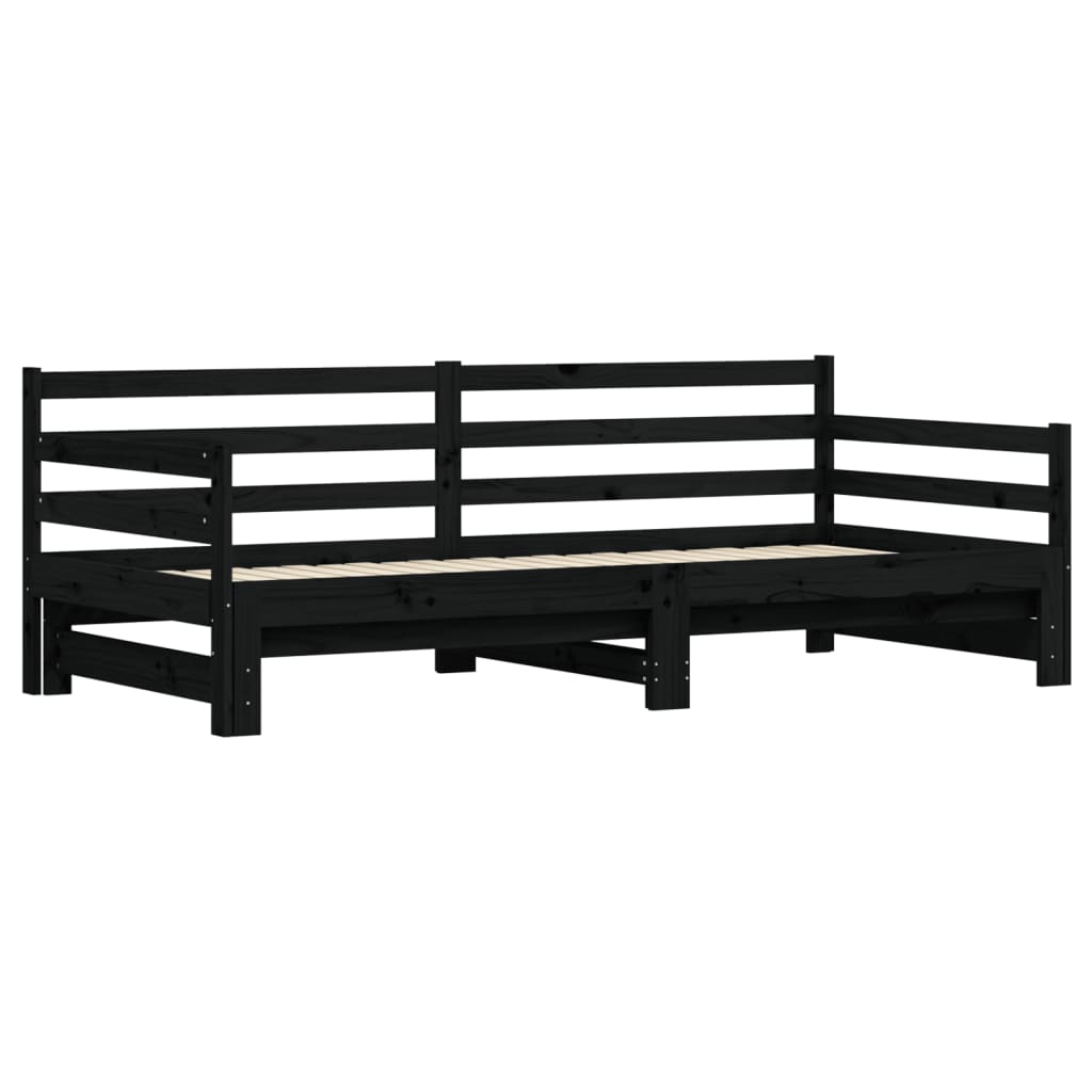 vidaXL Sofá cama nido madera maciza de pino negro 80x200 cm