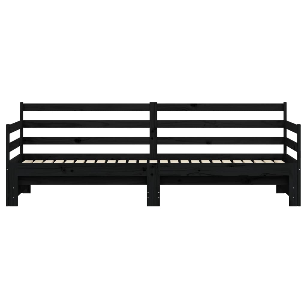 vidaXL Sofá cama nido madera maciza de pino negro 80x200 cm