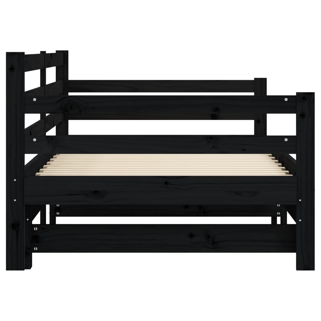 vidaXL Sofá cama nido madera maciza de pino negro 80x200 cm