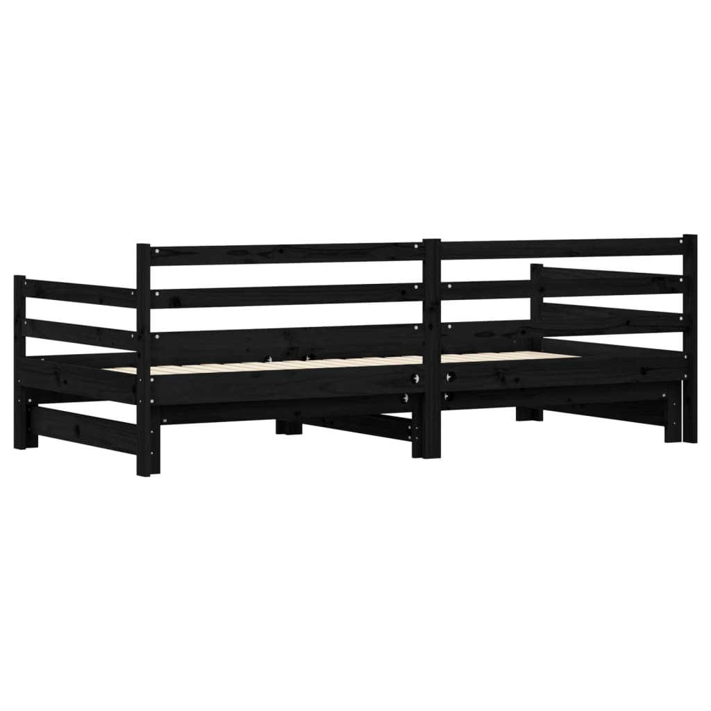 vidaXL Sofá cama nido madera maciza de pino negro 80x200 cm