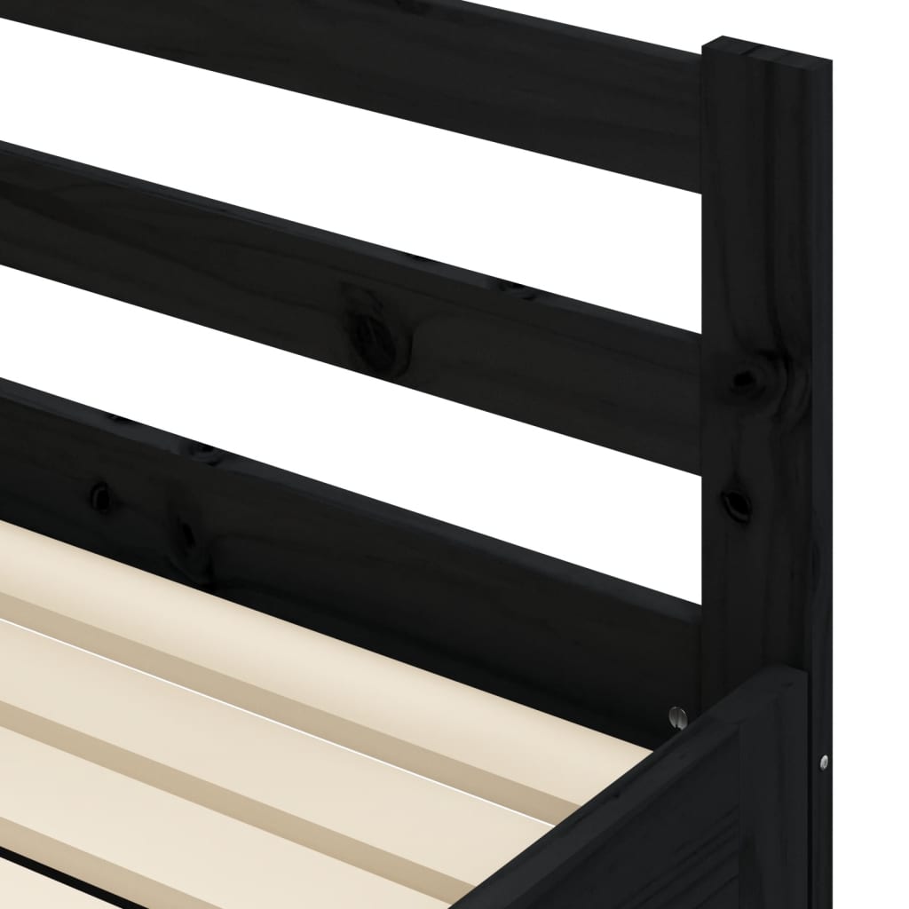 vidaXL Sofá cama nido madera maciza de pino negro 80x200 cm