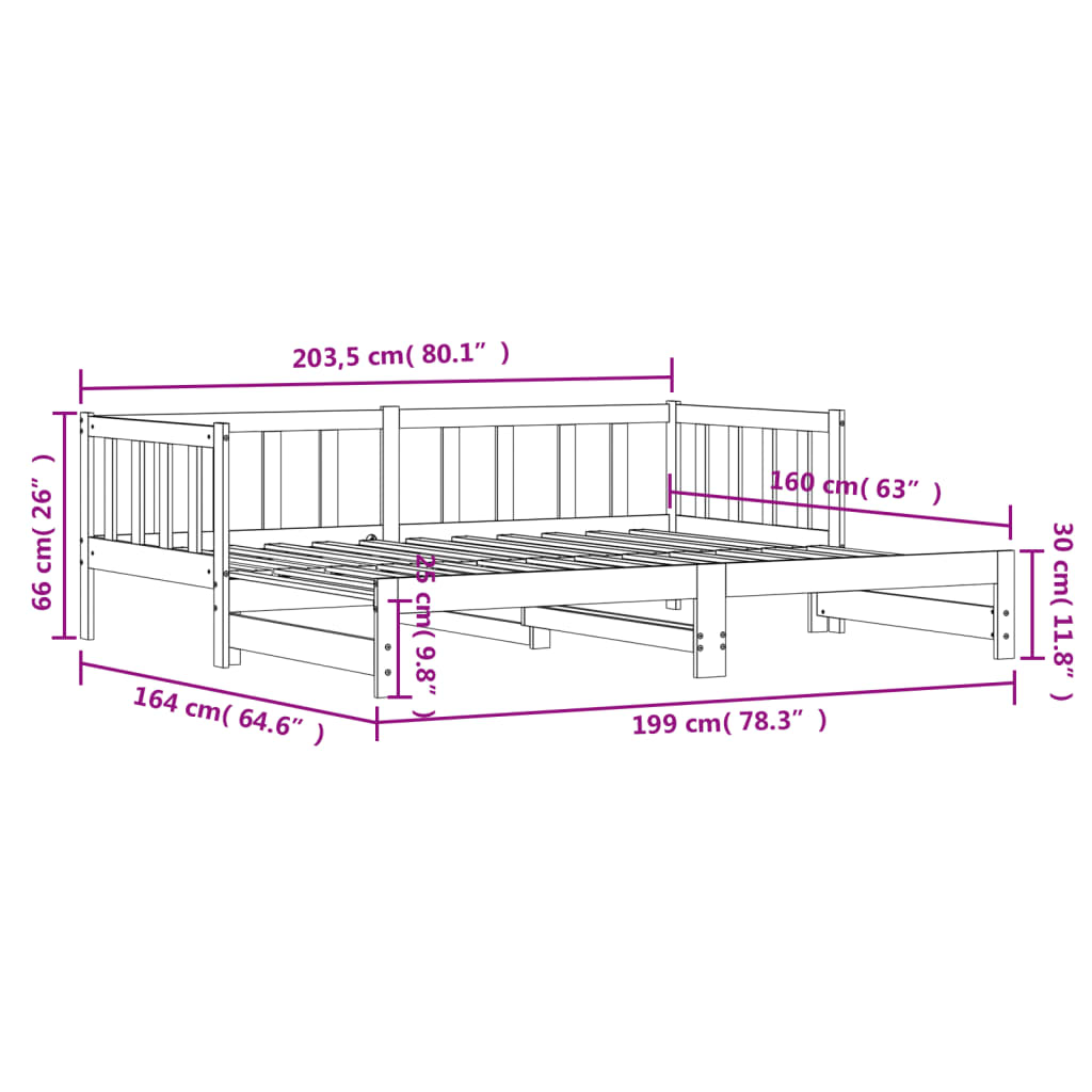 vidaXL Sofá cama nido madera maciza de pino blanco 80x200 cm