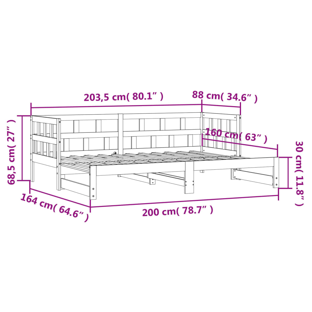 vidaXL Sofá cama nido madera maciza de pino 80x200 cm