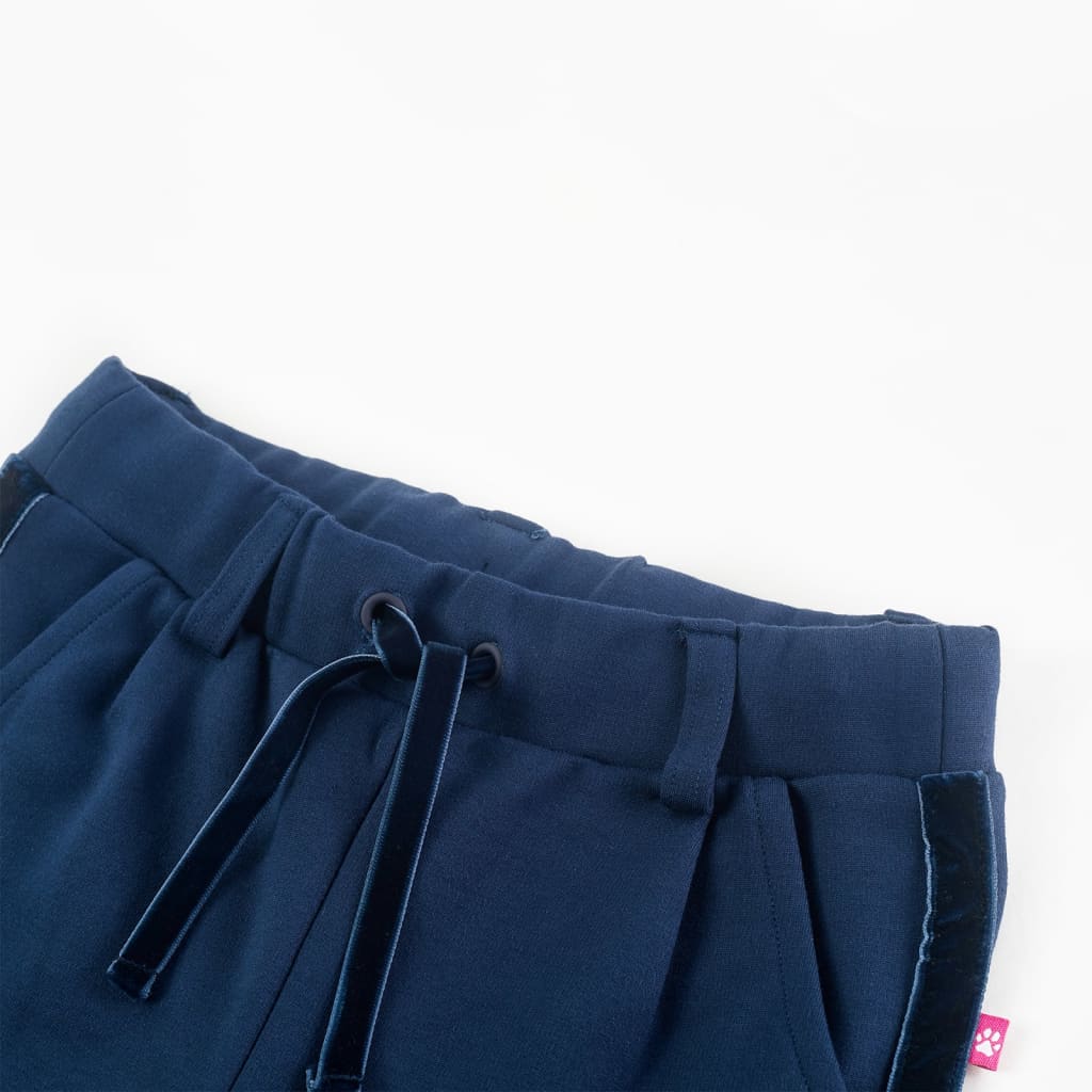 Pantalones infantiles con ribetes negros azul marino 116