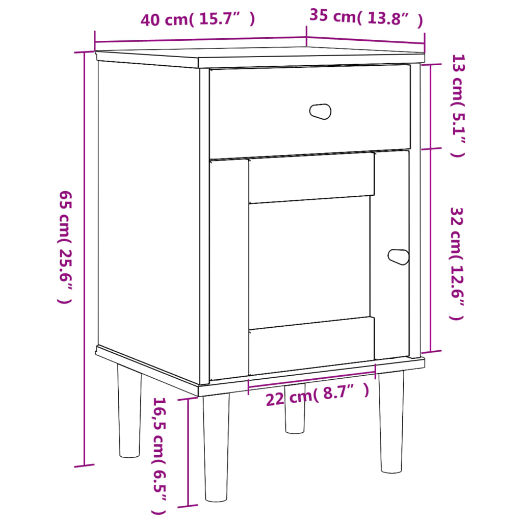 vidaXL Mesita noche SENJA aspecto ratán madera pino negro 40x35x65 cm