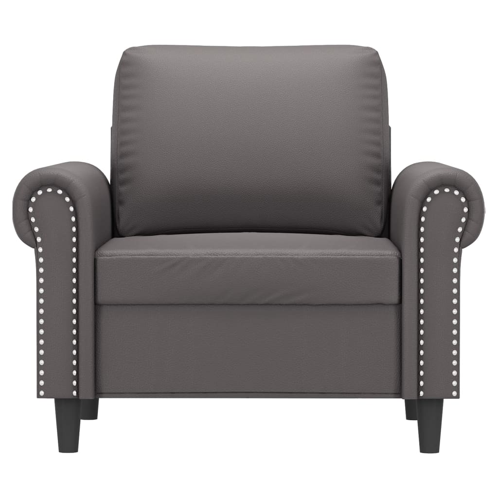 vidaXL Sillón cuero sintético gris 60 cm