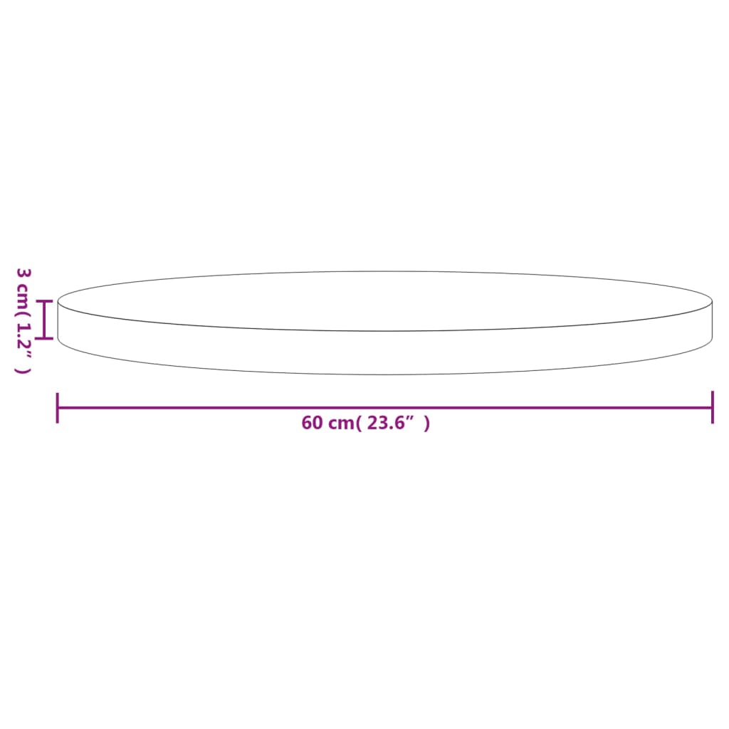 vidaXL Tablero de mesa redondo madera maciza de pino blanco Ø60x3 cm