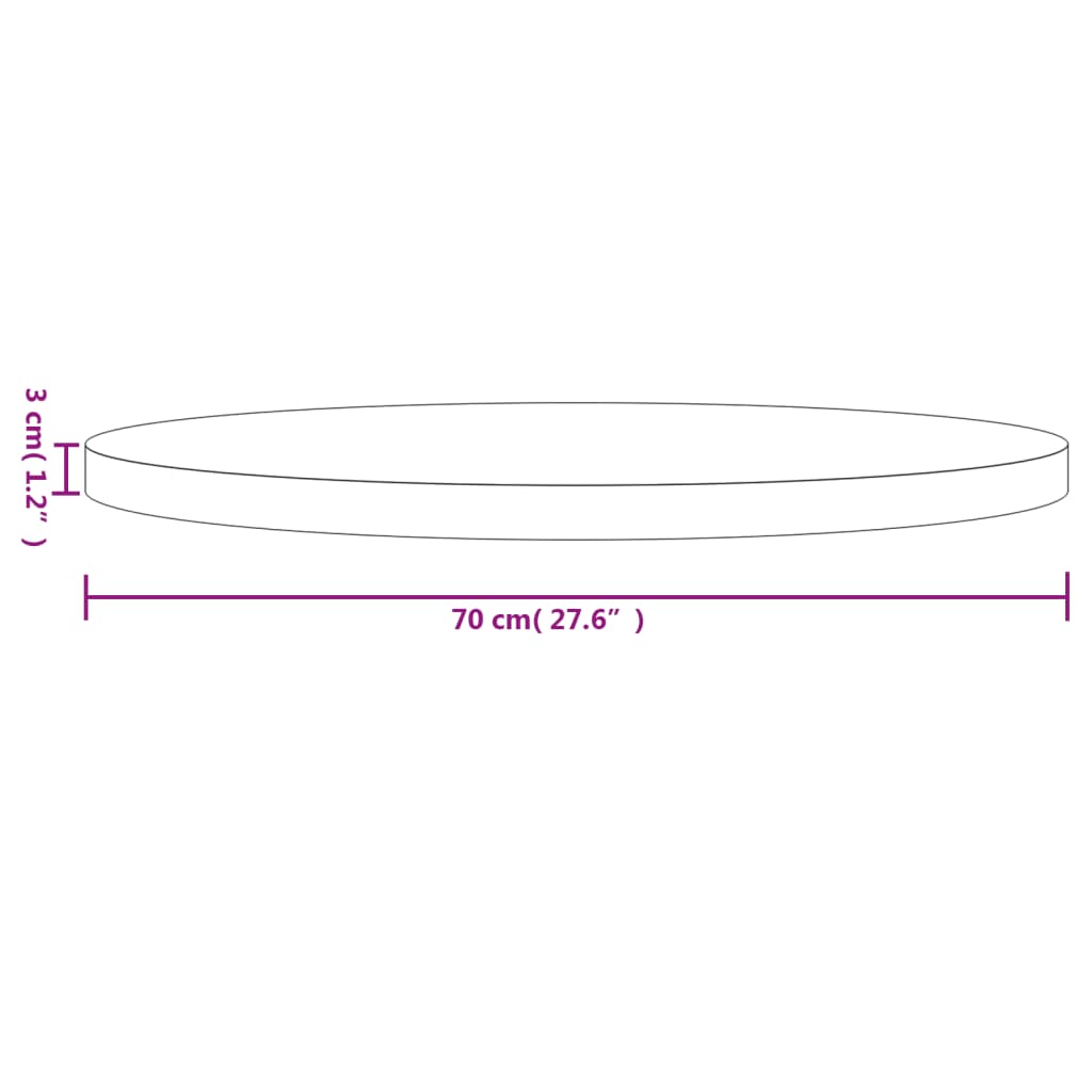 vidaXL Tablero de mesa redondo madera maciza de pino Ø70x3 cm