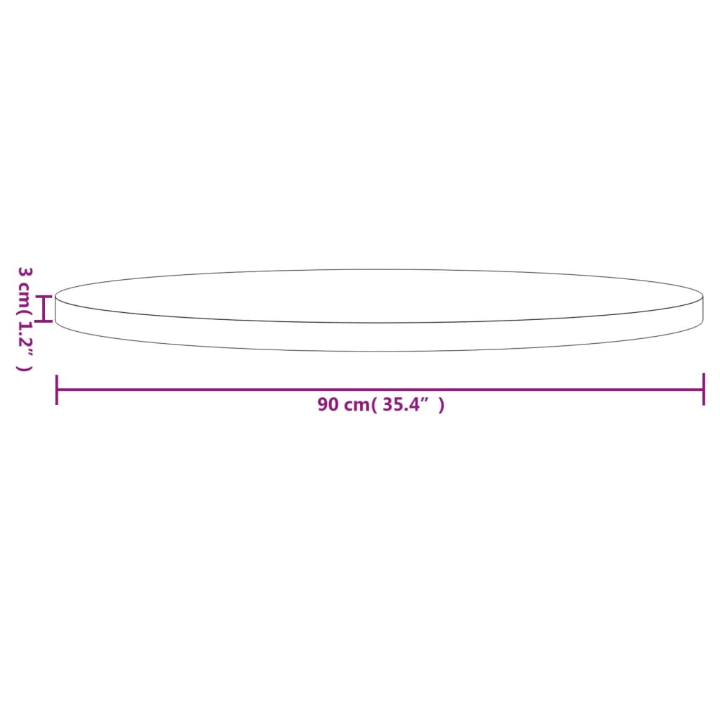 vidaXL Tablero de mesa redondo madera maciza de pino Ø90x3 cm