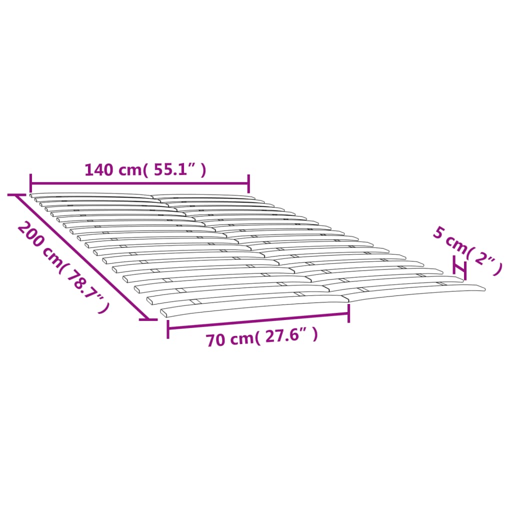 vidaXL Somieres de láminas con 34 lamas 2 unidades 70x200 cm