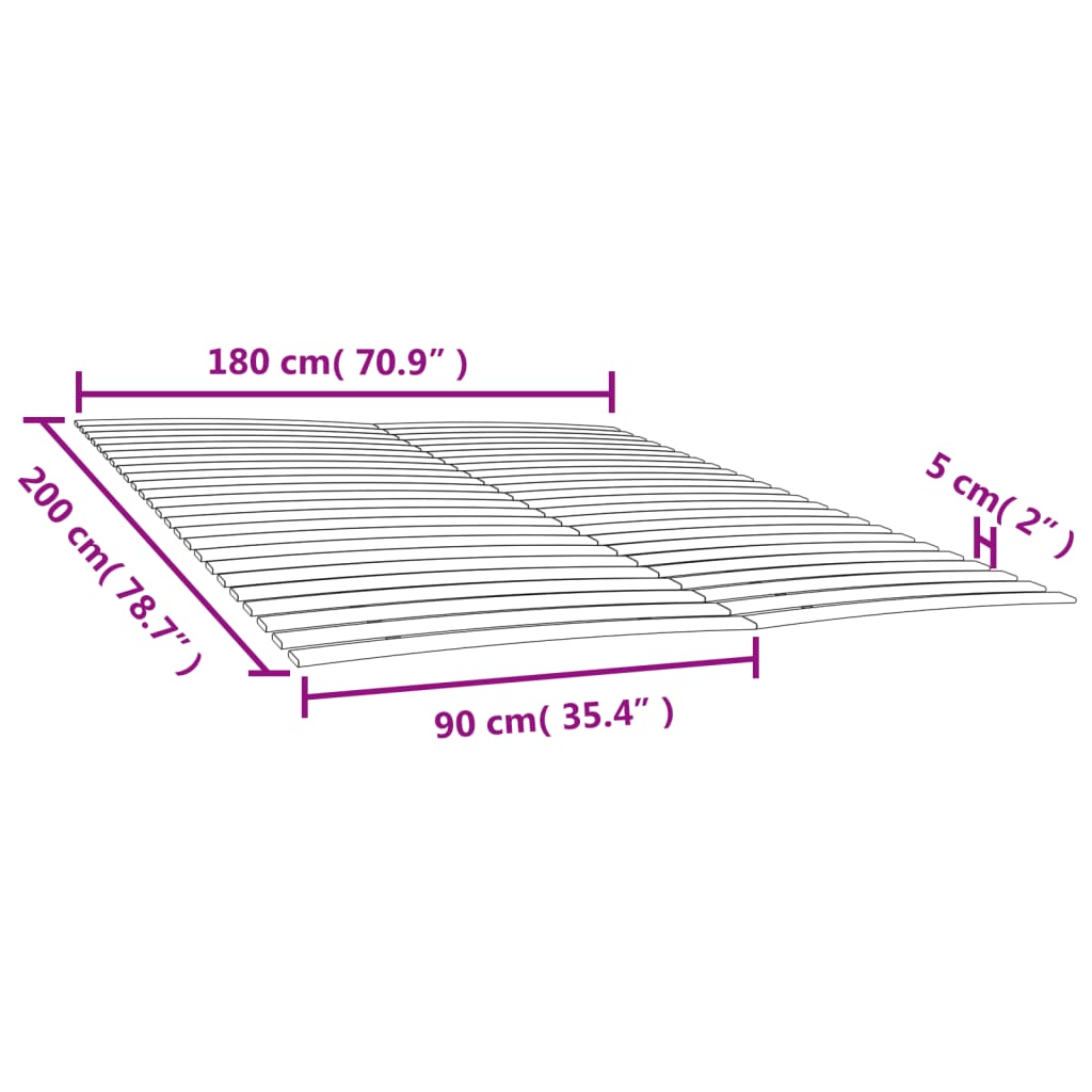 vidaXL Somieres de láminas con 48 lamas 2 unidades 90x200 cm