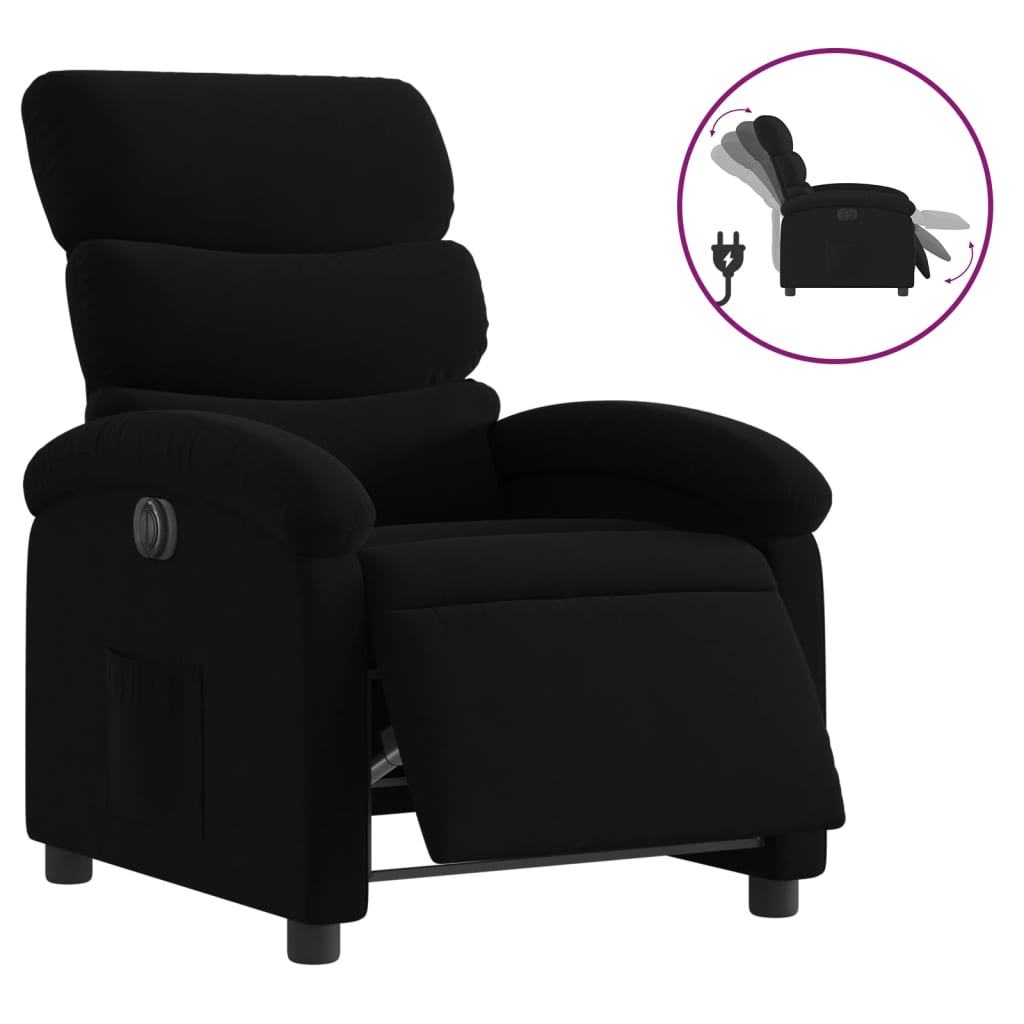 vidaXL Sillón reclinable eléctrico de tela negro