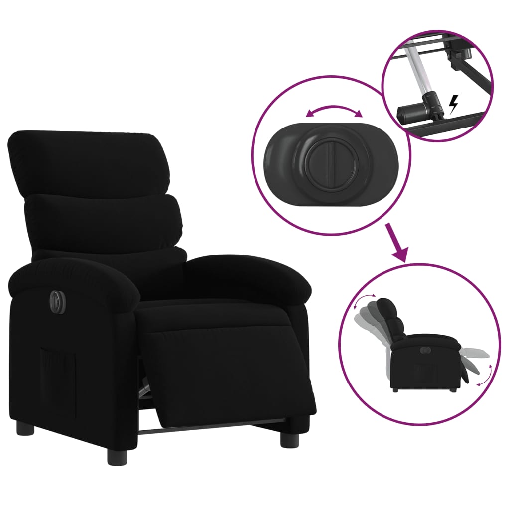 vidaXL Sillón reclinable eléctrico de tela negro