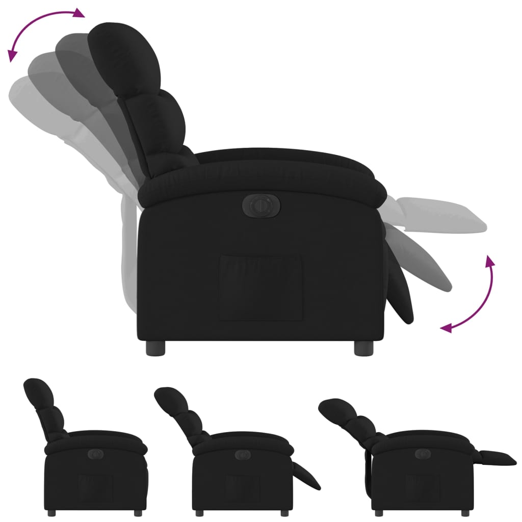 vidaXL Sillón reclinable eléctrico de tela negro