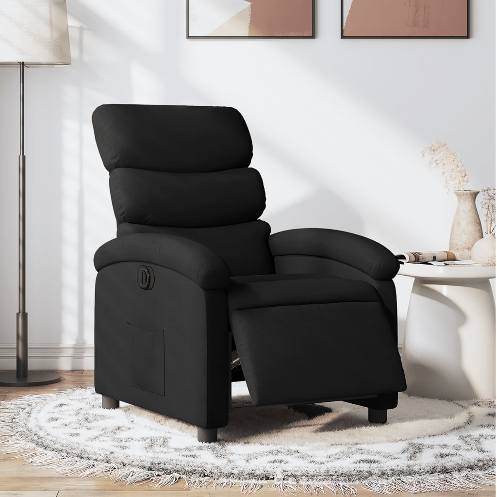 vidaXL Sillón reclinable eléctrico de tela negro