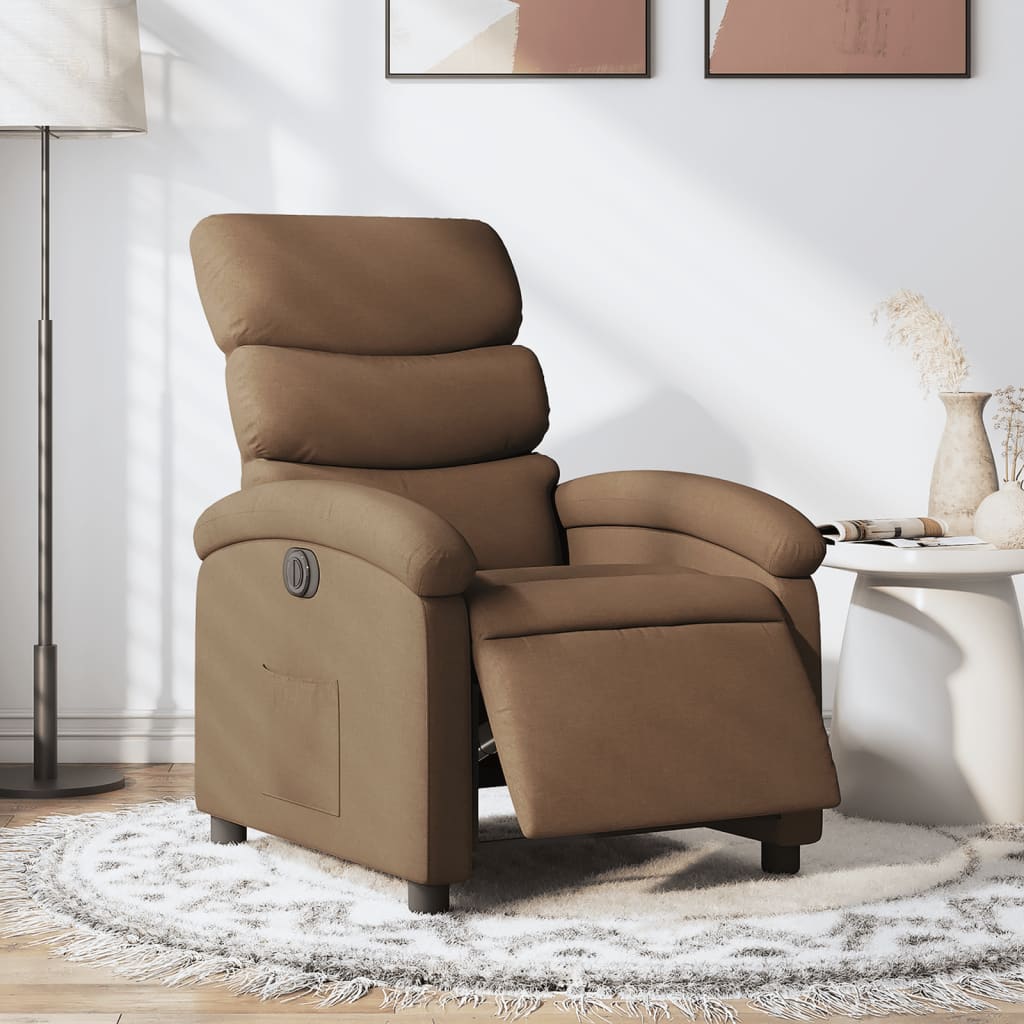 vidaXL Sillón reclinable eléctrico de tela marrón