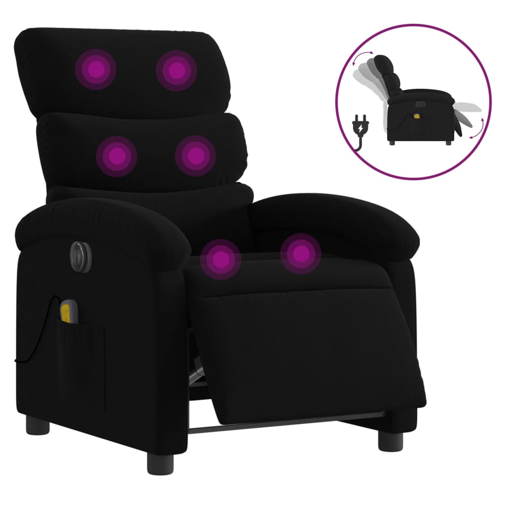 vidaXL Sillón reclinable de masaje eléctrico tela negro