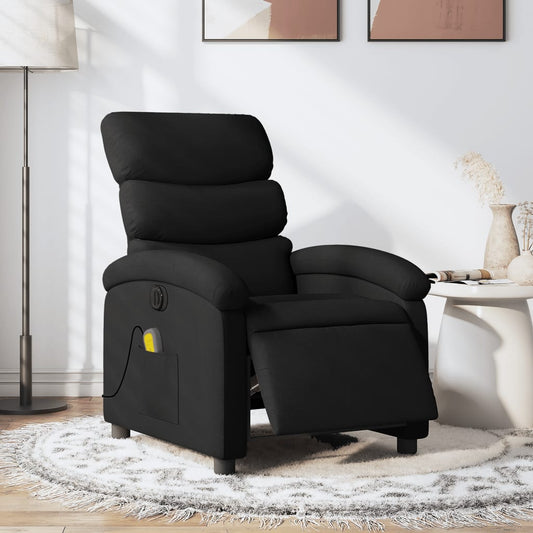 vidaXL Sillón reclinable de masaje eléctrico tela negro