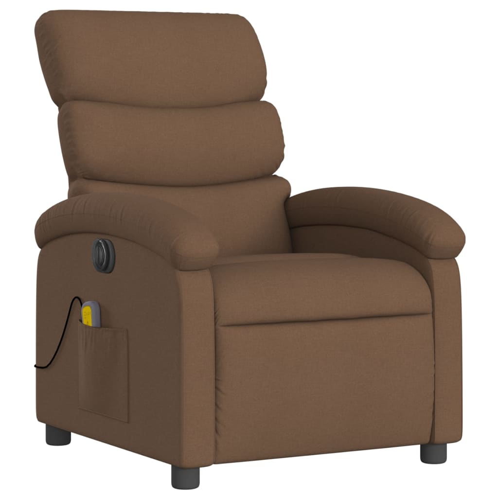 vidaXL Sillón reclinable de masaje eléctrico tela marrón