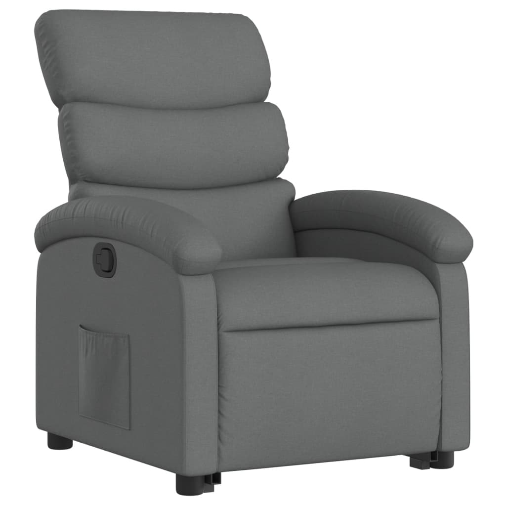 vidaXL Sillón reclinable elevable de tela gris oscuro