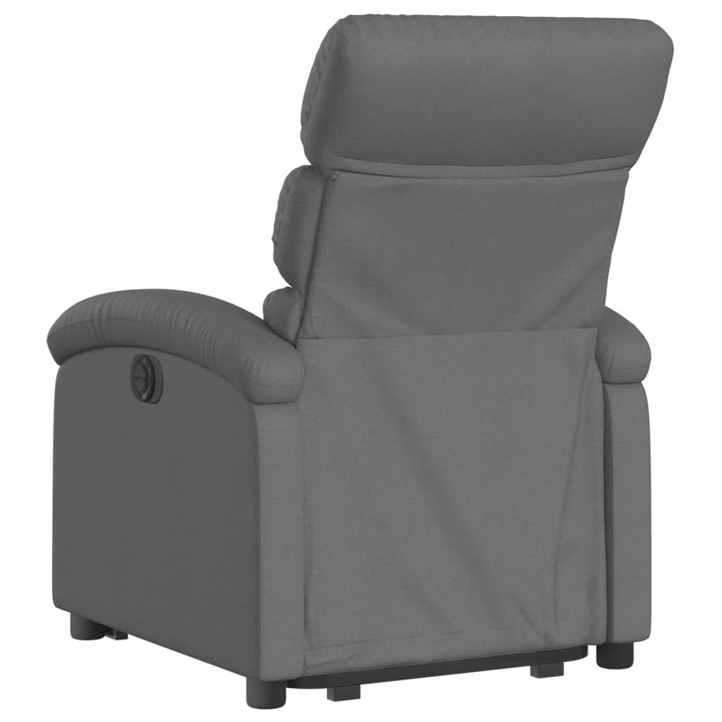 vidaXL Sillón reclinable elevable de tela gris oscuro