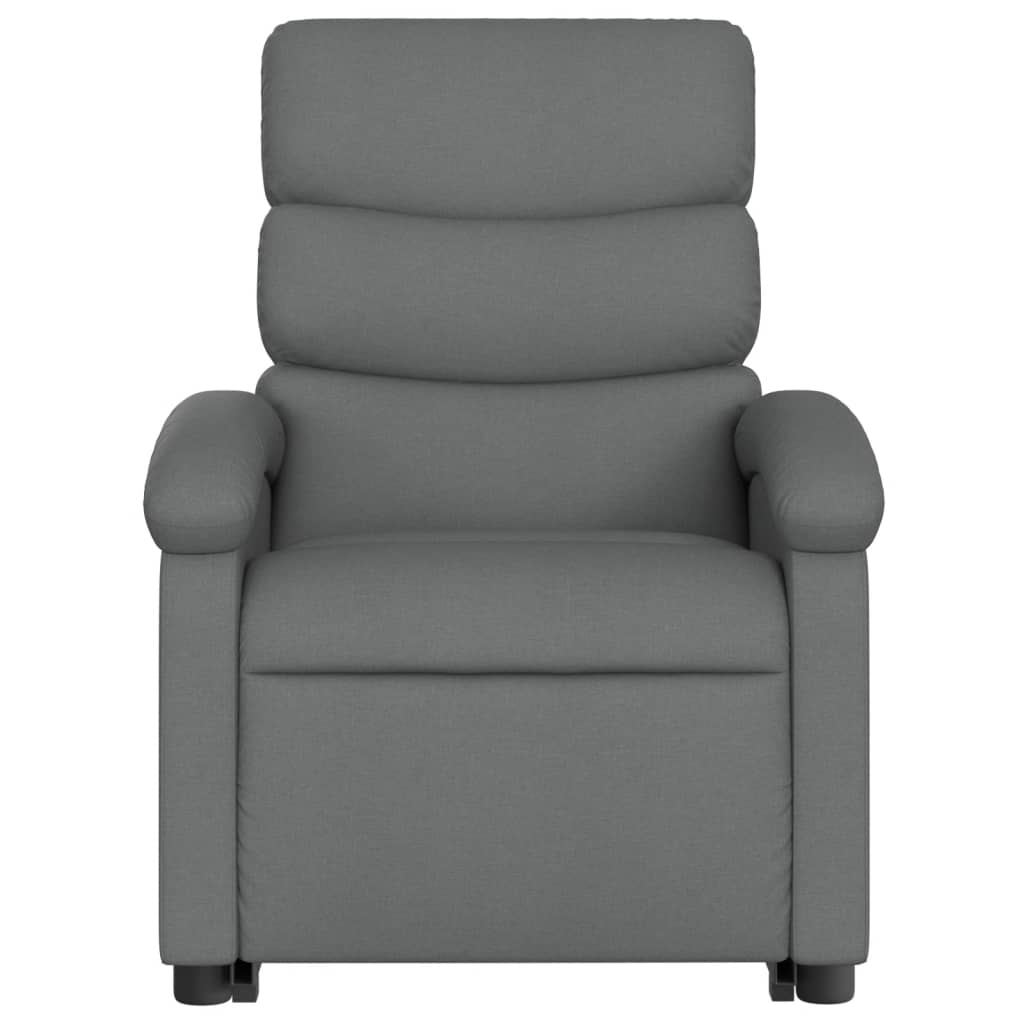 vidaXL Sillón reclinable elevable de tela gris oscuro