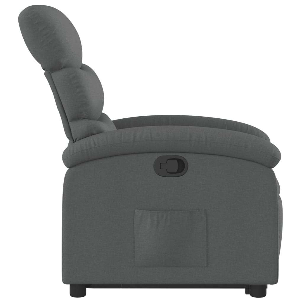 vidaXL Sillón reclinable elevable de tela gris oscuro