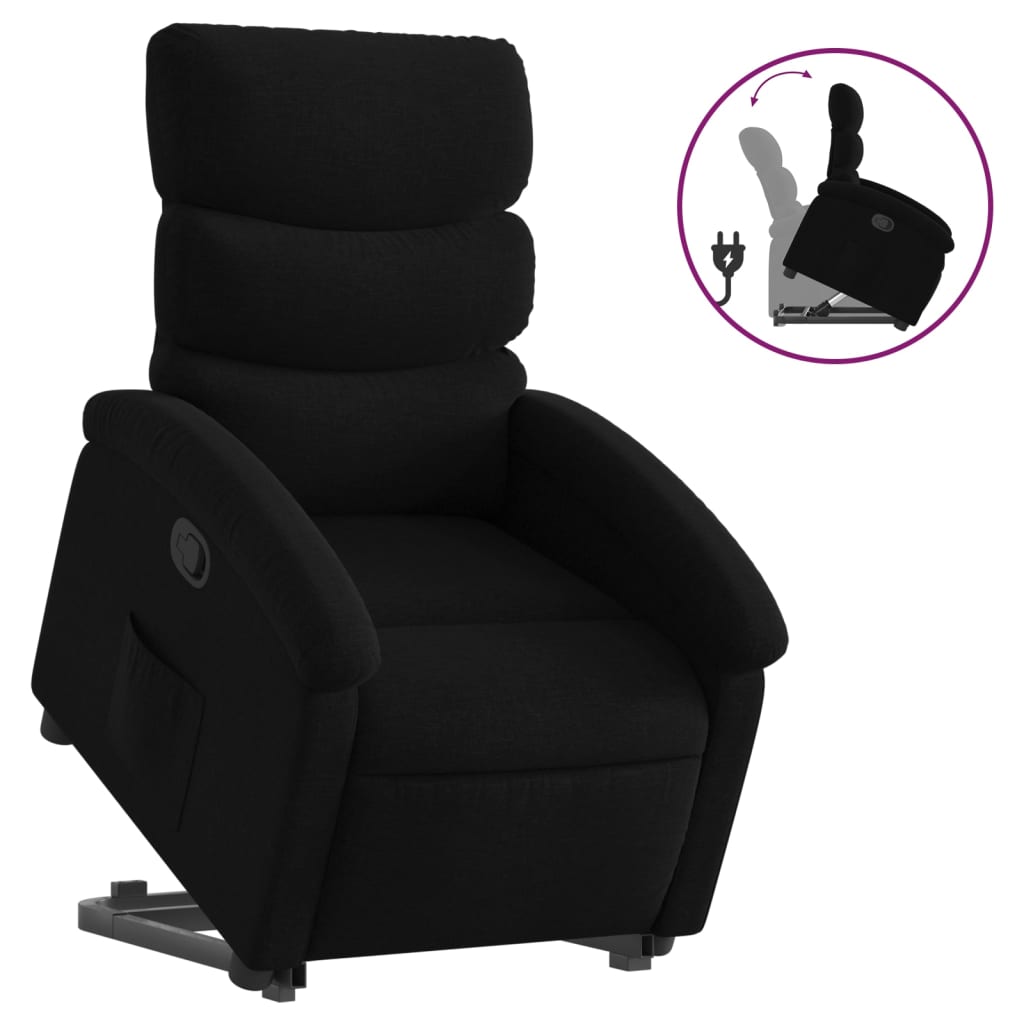 vidaXL Sillón reclinable elevable tela negro