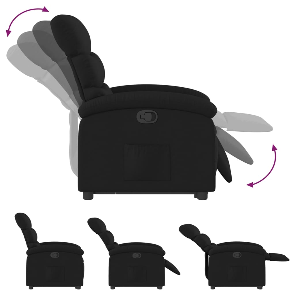 vidaXL Sillón reclinable elevable tela negro